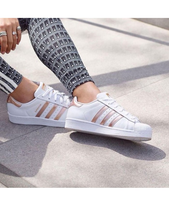 adidas superstar pink and gold