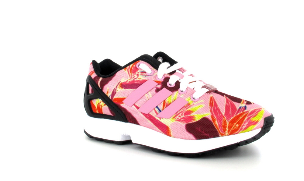 basket adidas zx flux rose et motif fleuri